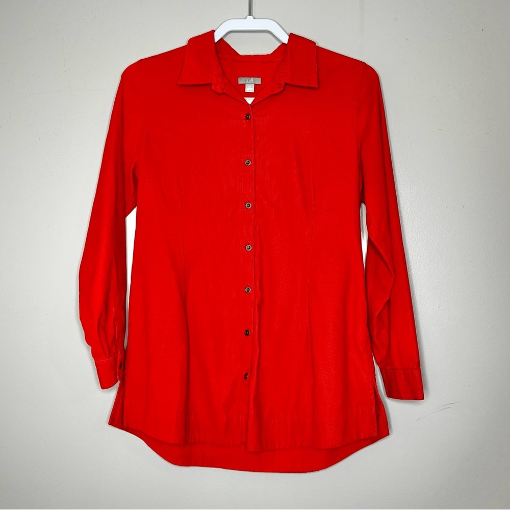 J. Jill 100% Cotton Pumpkin Orange Micro Corduroy Button Front XS